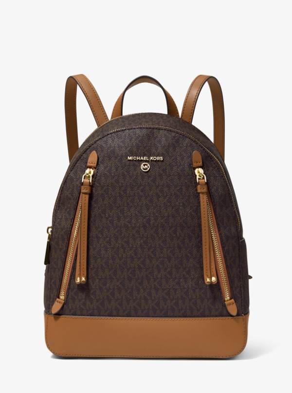 Damske Batohy Michael Kors Brooklyn Medium Logo Čokoláda Žlté - Kabelky Michael Kors Levně | QRTUI-5149